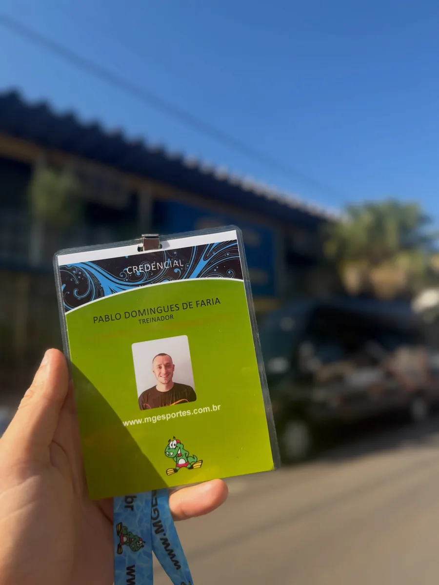 Credencial de treinador de Pablo Domingues na Copa Minas Gerais de Natação
